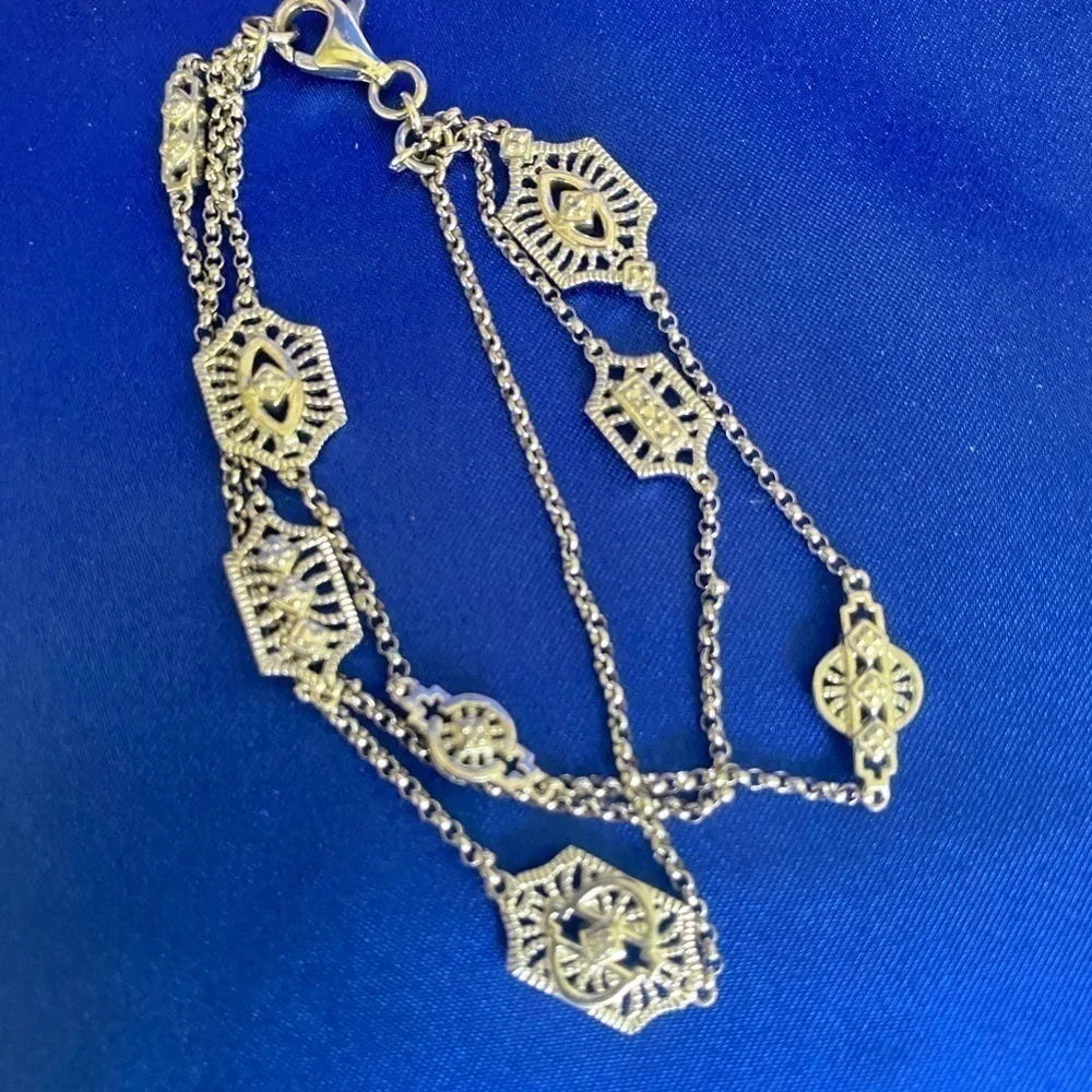 NEW Sterling 3 strand station bracelet